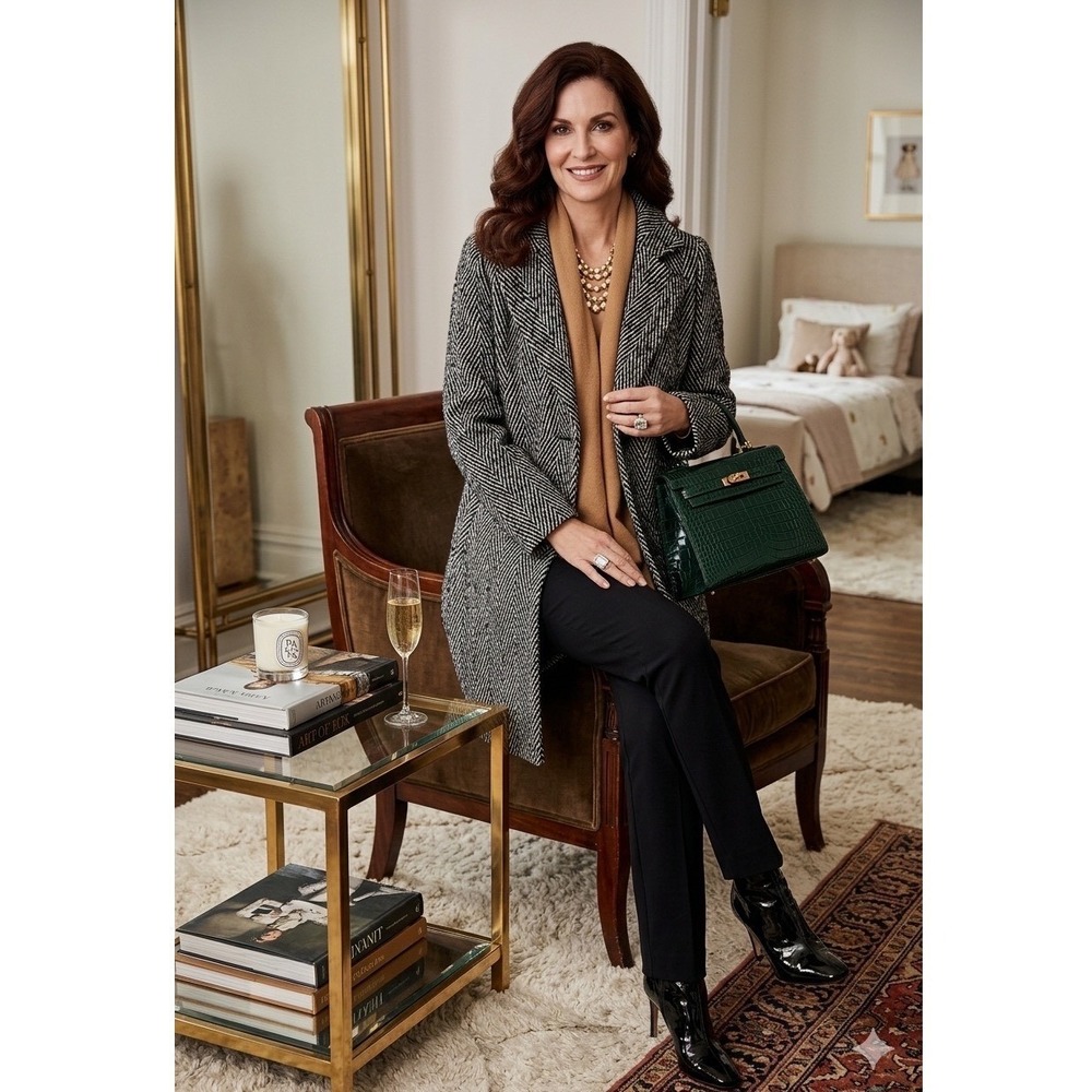 Karen Kane 🖤Herringbone Knit Coat Black White Wool Blend Size S NEW $330 msrp‎